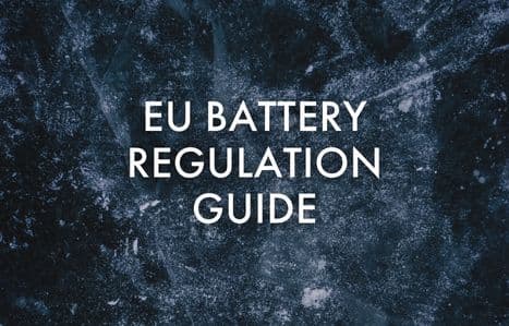 Text overlay reading 'EU Battery Regulation Guide' on a textured dark background.