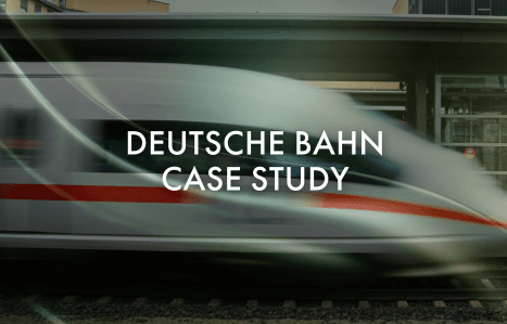 Image is of a ICE train, text on top says "DEUTSCHE BAHN CASE STUDY"