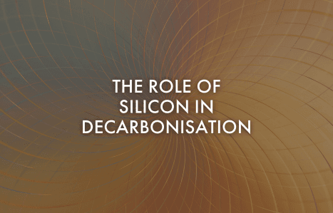 The Role of Silicon in Decarbonisation - Text on a background with a circular pattern.